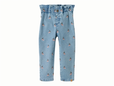 Lil' Atelier jeans medium blue denim with cherry embroidery