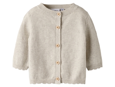 NAME IT BABY knit cardigan peyote melange with floral embroidery