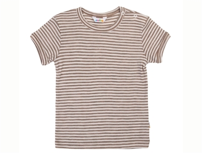 Joha dark beige striped wool/silk t-shirt