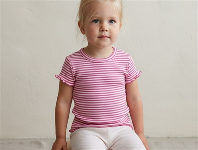 Joha t-shirt pink stripes merino wool/silk