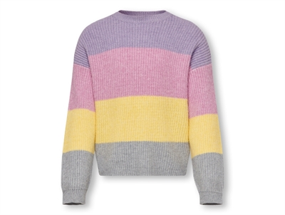 Kids ONLY viola/strawberry moon/pineapple slice/light grey melange striped pullover sweater