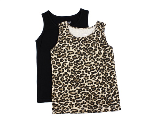 Kids ONLY black/leo tank top (2-pack)