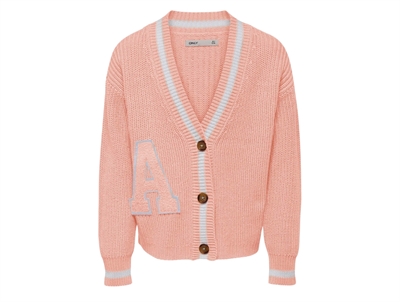 Kids ONLY tropical peach w. cloud dancer stripe cardigan