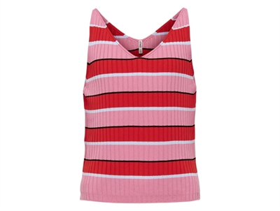 Kids ONLY candy pink/true red/black striped top