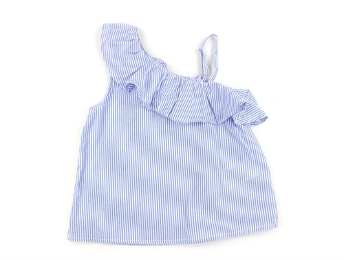 Kids ONLY cloud dancer/clear sky striped one-shoulder top