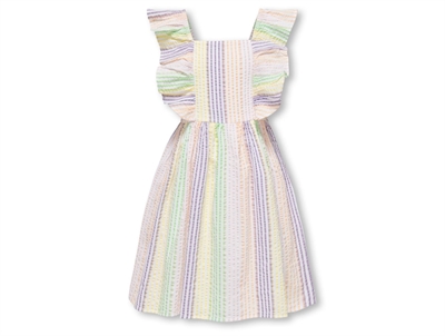 Kids ONLY cloud dancer/multi color striped seersucker dress