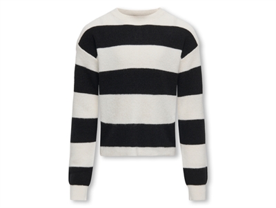 Kids ONLY knit sweater cloud dancer with wide black stripes