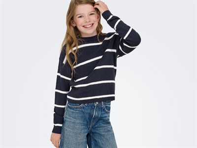 Kids ONLY knit sweater night sky with narrow white stripes