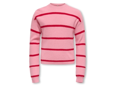 Kids ONLY knit sweater sea pink with narrow red stripes