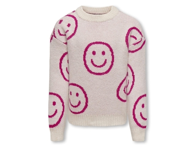 Kids ONLY birch/fuchsia purple happie pullover knit sweater