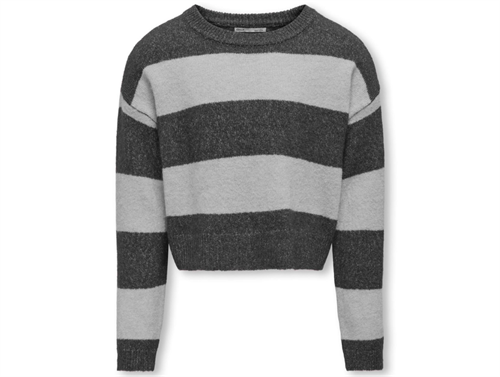 Kids ONLY dark grey melange/light grey melange striped knit sweater