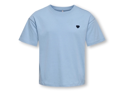 Kids ONLY t-shirt cloud dancer with red heart embroidery