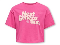 Kids ONLY t-shirt fuchsia fedora curve with text print  