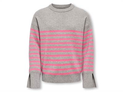 KIDS ONLY knit sweater grey melange with pink stripes