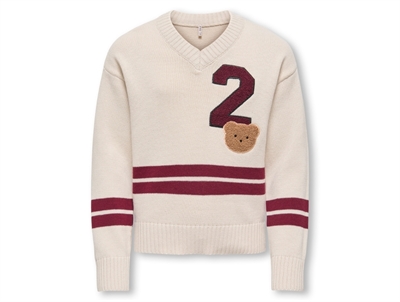 Kids ONLY knit sweater birch with bear badge and stripes