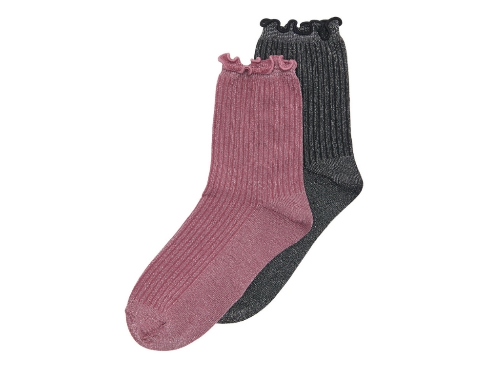 KIDS ONLY glitter socks rose wine and black (2-pack)