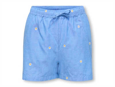 Kids ONLY shorts cashmere blue with embroidered daisy flowers
