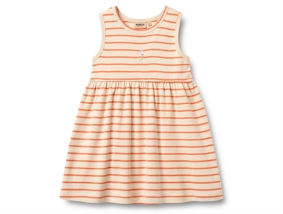 Wheat Martha dress orange stripe with embroidery