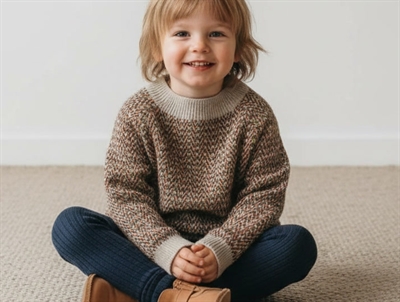 FUB sweater herringbone oat melange in merino wool