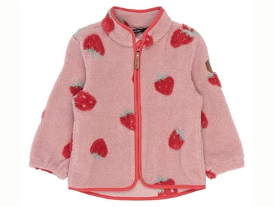 Mikk-line teddy jacket pink with strawberry print