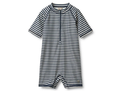 Wheat Cas swimsuit with blue stripes