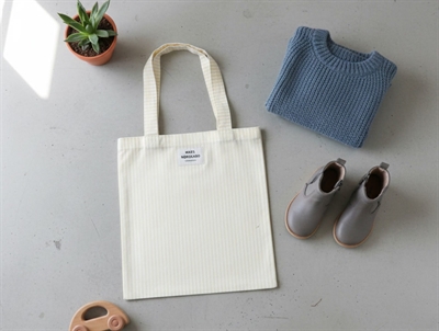Mads Nørgaard tote bag Atoma double cream/white alyssum stripes