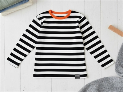 Mads Nørgaard ecru/black/orange striped t-shirt Tobino