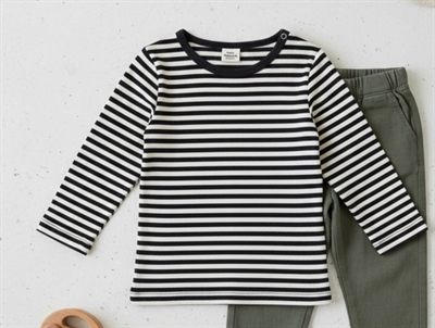 Mads Nørgaard Tobinino t-shirt black/vanilla ice striped