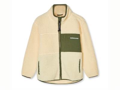 Mads Nørgaard Jeffo fleece jacket black with brown chest pocket