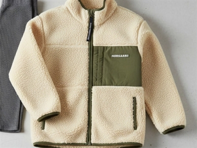 Mads Nørgaard Jeffo fleece jacket black with brown chest pocket