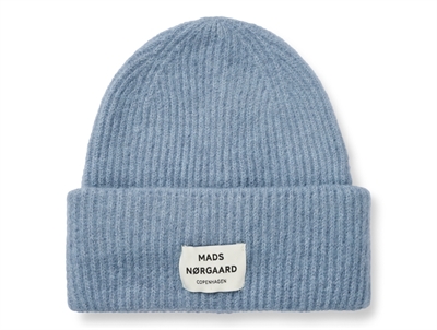 Mads Nørgaard Anju beanie faded denim with rib structure and logo (adult)