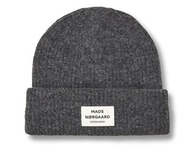 Mads Nørgaard Anju beanie dark grey melange with rib structure (adult)