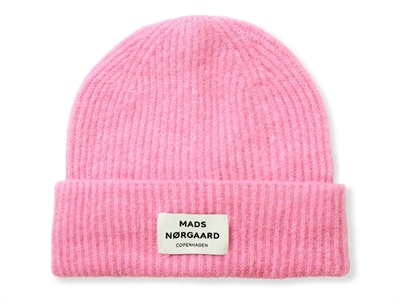 Mads Nørgaard Anju beanie fuchsia pink with rib structure and logo (adult)