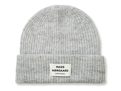 Mads Nørgaard Anju beanie light grey melange with rib and logo (adult)