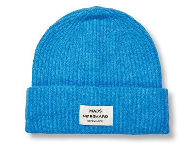 Mads Nørgaard Anju beanie malibu blue with rib and logo tag (adult)