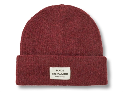 Mads Nørgaard Anju beanie winery with logo and rib structure (adult)