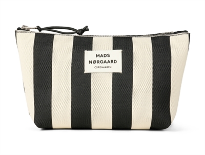 Mads Nørgaard Hof make-up bag black with stripes and logo