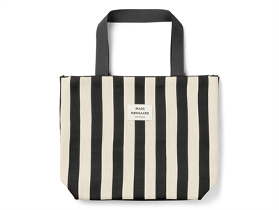 Mads Nørgaard Tote bag black with stripes and logo