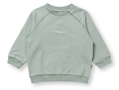 Mads Nørgaard Sirius sweatshirt slate grey with logo print and snap buttons