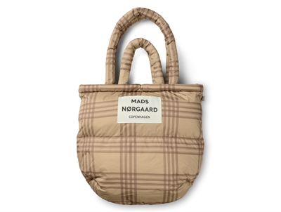 Mads Nørgaard Pillow bag cornstalk/cocoa brown with checks (adult)