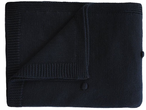 Mushie textured dots dark navy knitted baby blanket