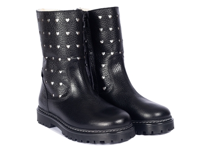 Angulus TEX boot black with silver hearts and wool lining