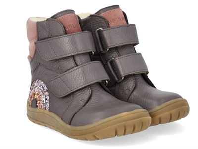 Angulus TEX winter boot lavender with glitter rainbow and wool lining