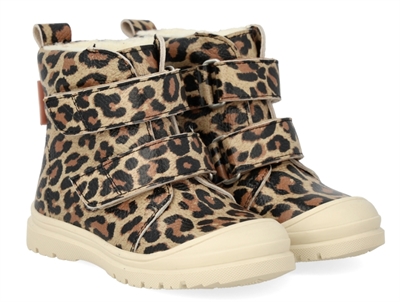 Angulus TEX boot leopard with heart print and wool lining