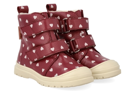 Angulus TEX boot red berry with heart print and wool lining