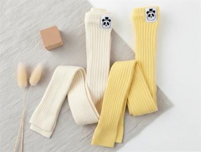 Mini Rodini leggings yellow/offwhite rib (2-pack)