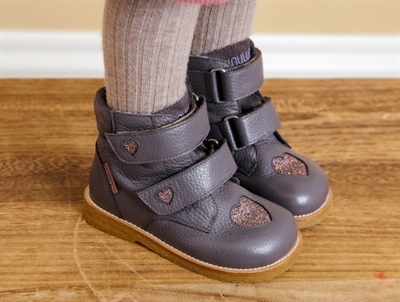 Angulus TEX boot lavender with glitter hearts and wool lining