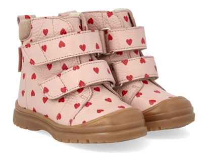 Angulus TEX winter boot pink with hearts and wool lining