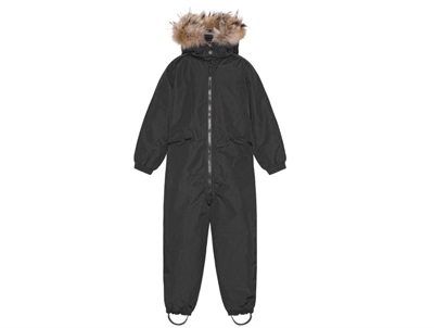 VER de TERRE snowsuit black with detachable fur trim