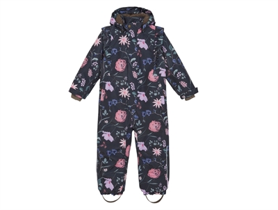 En Fant snowsuit ebony with flowers and ruffles